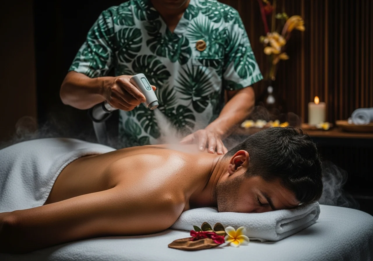 Focused herbal steam treatment delivered through a tube for joint pain relief, toxin removal, improved circulation, and healing support, beneficial for conditions like arthritis, muscle stiffness, and detoxification.