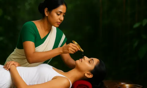 Nasal therapy with medicated oils to relieve sinus congestion, reduce headaches, nourish the brain, improve breathing, and relieve stress, helpful for sinusitis, migraines, respiratory issues, and mental clarity.